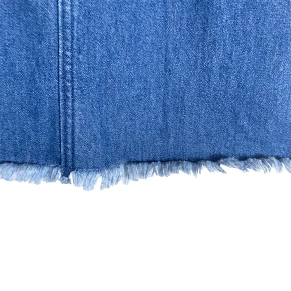 H&M Y2K fringe Raw Hem Cut off Denim Mini Skirt Size 6 - Picture 4 of 12